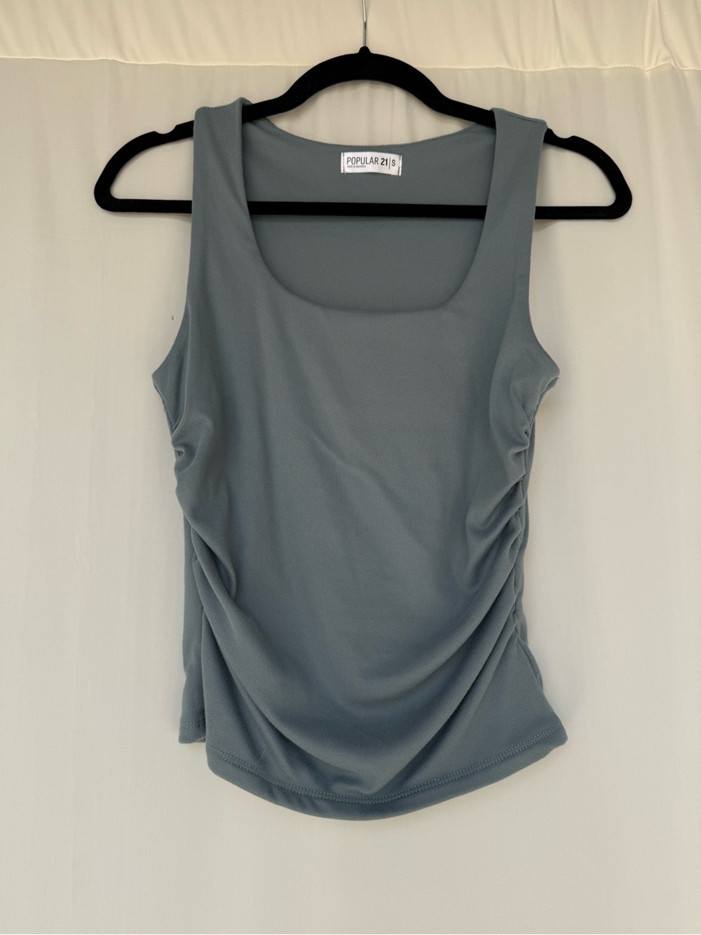 Popular 21 Blue Ruched Side Stretchy Tank Top S